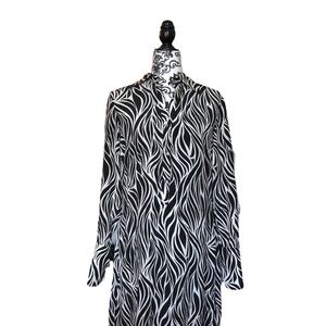 NINE WEST Silk Zebra-Print shirt Dress